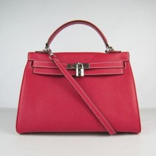 Torebka Hermes Kelly 32cm Togo Leather w kolorze czerwonym/srebrnym