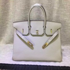 Torebka Hermes Birkin 35cm Togo ze skóry jasnoszarej w kolorze złotym