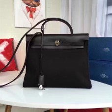 Torba Hermes Herbag 31 cm, czarna, płócienna