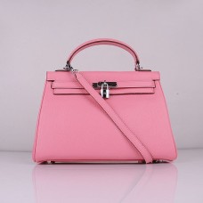 Hermes Kelly 32cm Togo skóra 6108 wiśniowo-różowo-srebrna