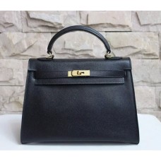 Torebka Hermes Kelly 32 cm ze skóry Epsom, czarno-złota