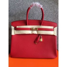 Torebki Hermes Birkin 35cm Togo skórzane czerwone Złote