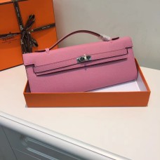 Hermes Kelly Cut 31cm skórzana kopertówka Epsom w kolorze różowym