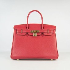 Torebki Hermes Birkin 30cm Togo skórzane czerwone złoto
