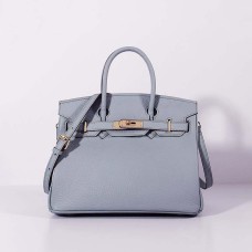 Torebka Hermes Birkin 30 cm, skóra Togo, pasek, niebieski, złoty