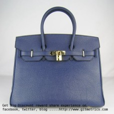 Torebka Hermes Birkin 35cm Togo ze skóry ciemnoniebieskiej w kolorze złotym