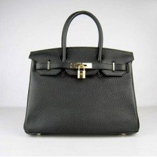 Torebki Hermes Birkin 30cm Togo skórzane czarno-złote