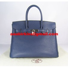 Torebka Hermes Birkin 35cm Togo, skórzana, ciemnoniebiesko-srebrna