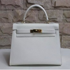 Torebka Hermes Kelly 28 cm ze skóry Epsom, białe złoto