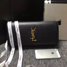 Kopertówka YSL Saint Laurent 27 cm, gładka skóra, czarna