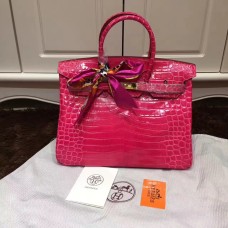 Torebka Hermes Birkin 35 cm ze skóry krokodyla w kolorze różowego złota