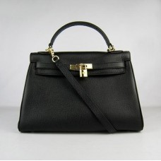 Torebka Hermes Kelly 32cm Togo ze skóry 6108 czarno-złota