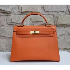 Torebka Hermes Kelly 32 cm ze skóry Epsom w kolorze pomarańczowo-złotym
