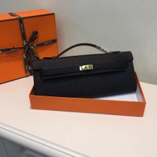 Hermes Kelly Cut 31cm skórzana kopertówka Epsom w kolorze czarnym