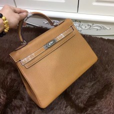 Hermes Kelly 32cm Togo skóra 6108 jasnokawowy srebrny