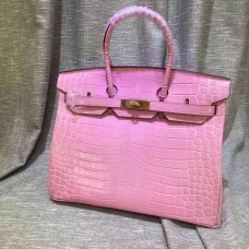 Torebka Hermes Birkin 35 cm ze skóry krokodyla w kolorze różowego złota