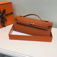 Hermes Kelly Cut 31cm skórzana kopertówka Epsom w kolorze pomarańczowym
