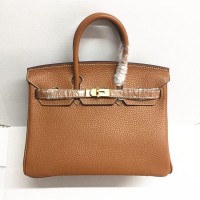 Torebka Hermes Birkin 25cm 6068 jasnokawowa złota