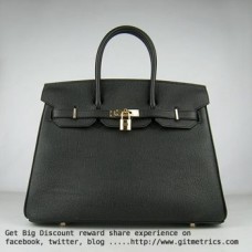 Torebka Hermes Birkin 35cm ze skóry bydlęcej, czarno-złota