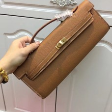 Hermes Kelly Cut 31cm skórzana kopertówka Epsom Brown