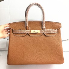Torebka Hermes Birkin 35cm Togo ze skóry kamelowej w kolorze złotym