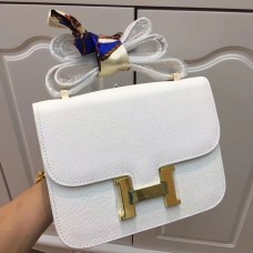 Torebka Hermes Constance 23 cm, skóra Epsom, białe złoto