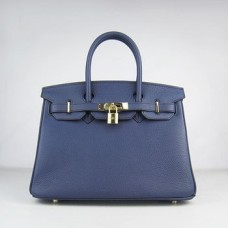Torebka Hermes Birkin 30cm Togo, skórzana, ciemnoniebieska, złota
