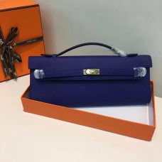 Hermes Kelly Cut 31cm skórzana kopertówka Epsom Electric Blue