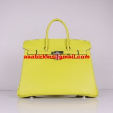 Torebki Hermes Birkin 30 cm Togo ze skóry cytrynowożółtej w kolorze srebrnym