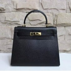 Torebka Hermes Kelly 28 cm ze skóry Epsom, czarno-złota