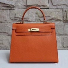 Torebka Hermes Kelly 28 cm ze skóry Epsom w kolorze pomarańczowo-złotym