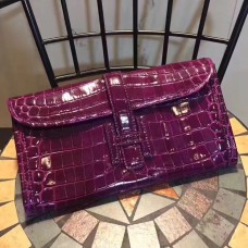 Kopertówka Hermes Jige 29cm Croco Purple