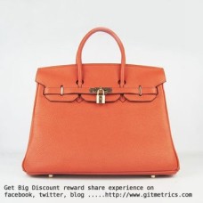 Torebki Hermes Birkin 35cm Togo skórzane pomarańczowo-złote